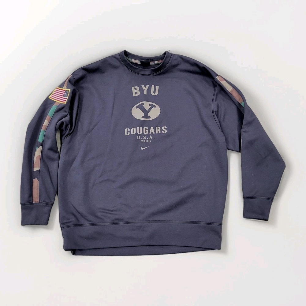 Nike BYU‎ Brigham Young Onfield Sweatshirt Pullover Men's M Black Military